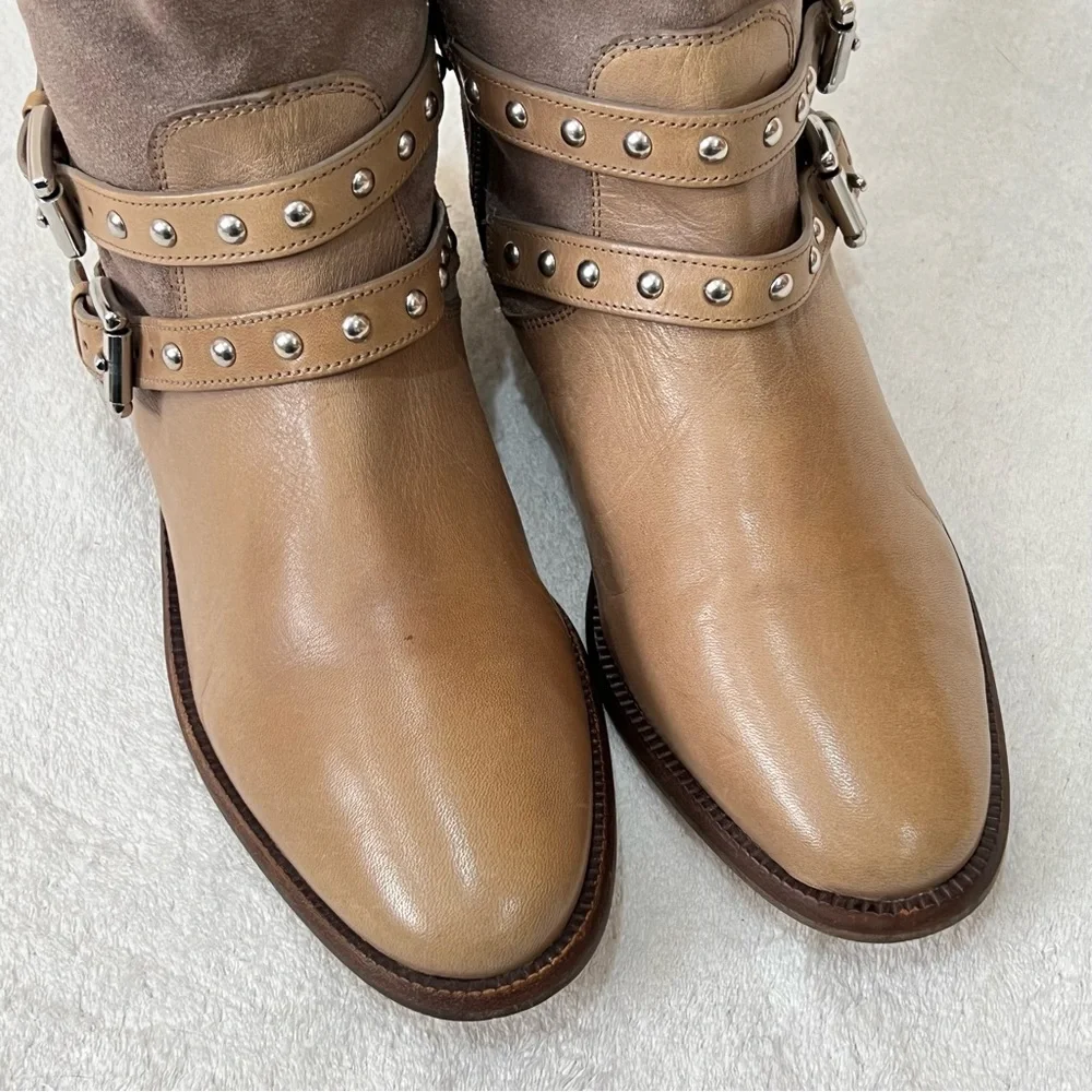 COACH Lilliana Studded Leather Suede Zip Up Ankle Boots Size 6
